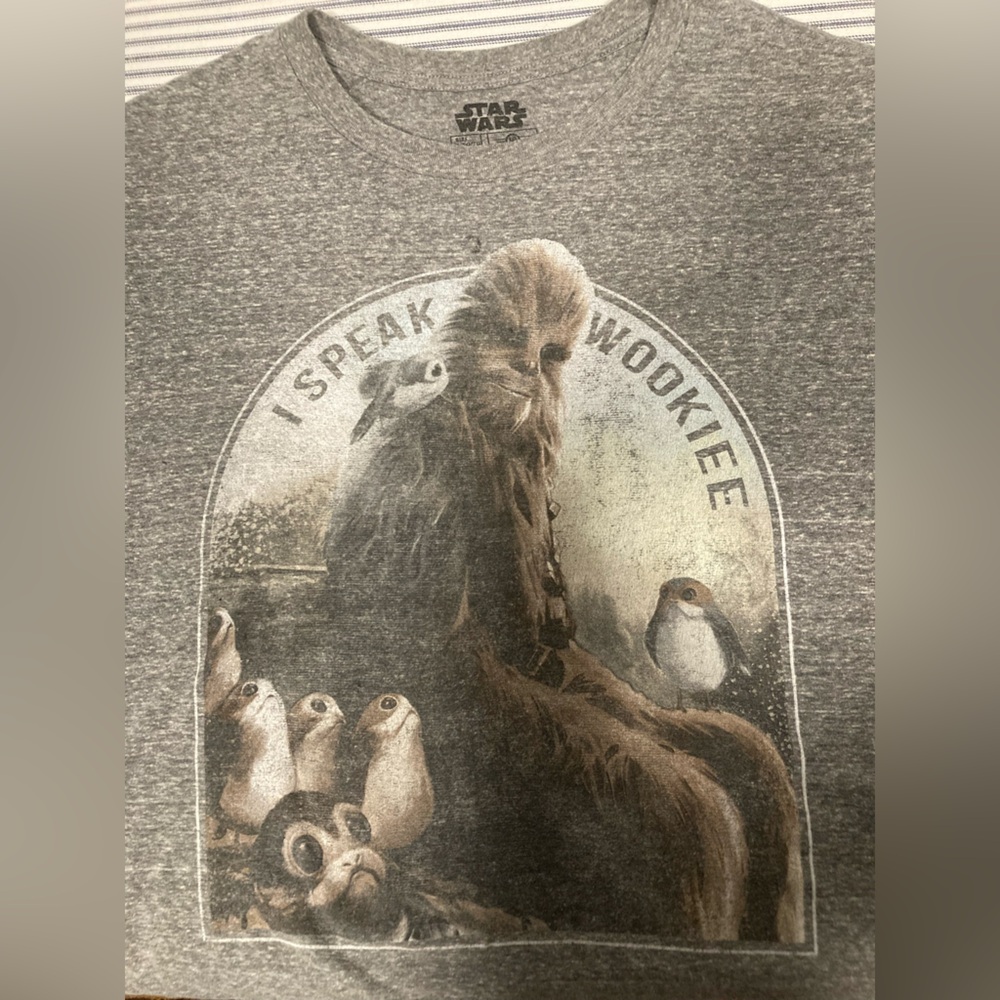 Star Wars - Men’s “I Speak Wookie” Heather Gray T-Shirt, Size XL